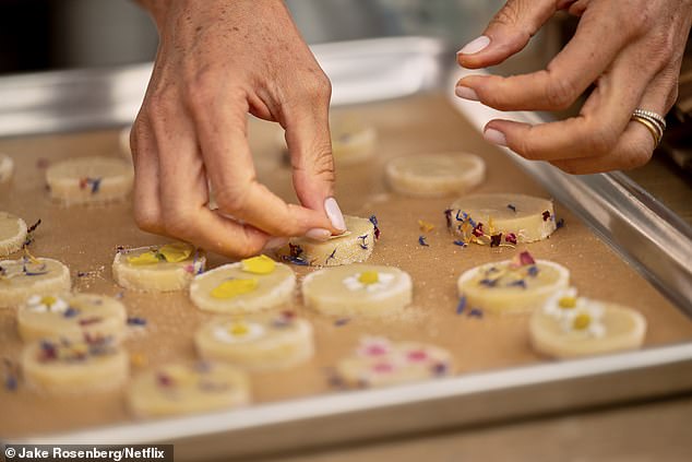 Next, she spoke about the shortbread cookies she was getting ready to offer, noting that they reminded her of living in England