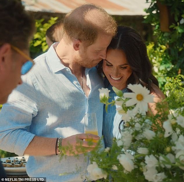 Harry and Meghan (pictured together in her new Netflix series Love, Meghan) were bestowed the Sussex title by the late Queen Elizabeth II on their wedding day in 2018