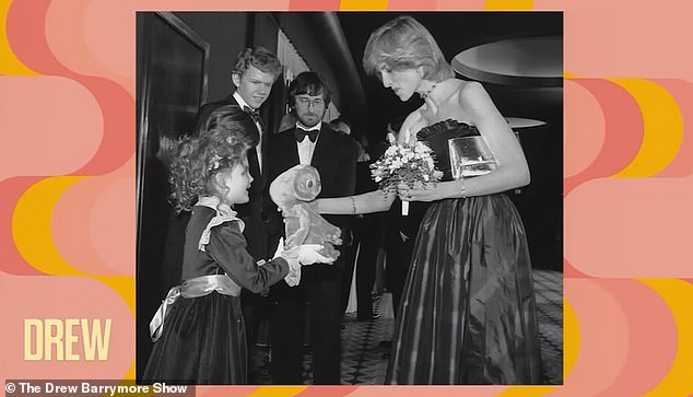 Barrymore had just become a child star in ET when she was introduced to the then Princess Of Wales, whom she presented with a stuffed toy