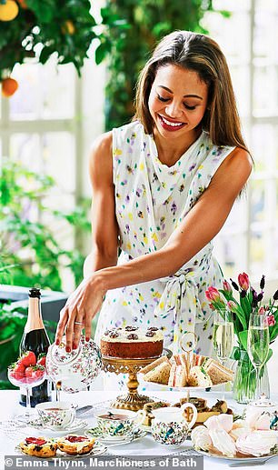 Some viewers have compared scenes from Meghan's trailer to those in the YouTube cooking show 'Emma's Kitchen' hosted by Emma Thynn, Marchioness of Bath (above)