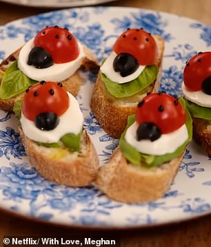 Following today's launch, eagle-eyed viewers have highlighted a string of similarities between the Duchess' recipes and others they have seen before. Some compared her 'Ladybug Caprese Bruschetta' to similar recipes