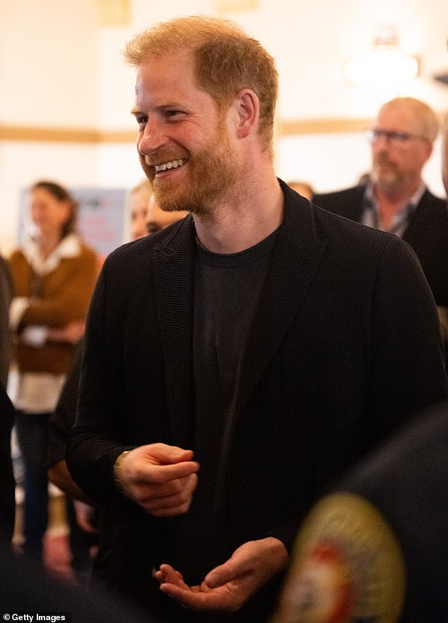 Pictured: Prince Harry at the One805 Rock for Responders benefit at The Granada Theatre in Santa Barbara, California