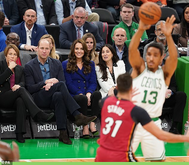 The Prince and Princess of Wales enjoy a game of basketball in downtown Boston in November 2022