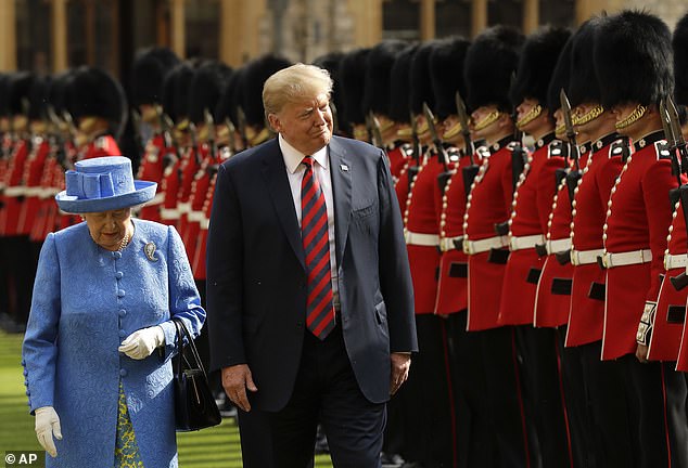 The American president and businessman inspects the Guard of Honour at Windsor Castle in July 2018