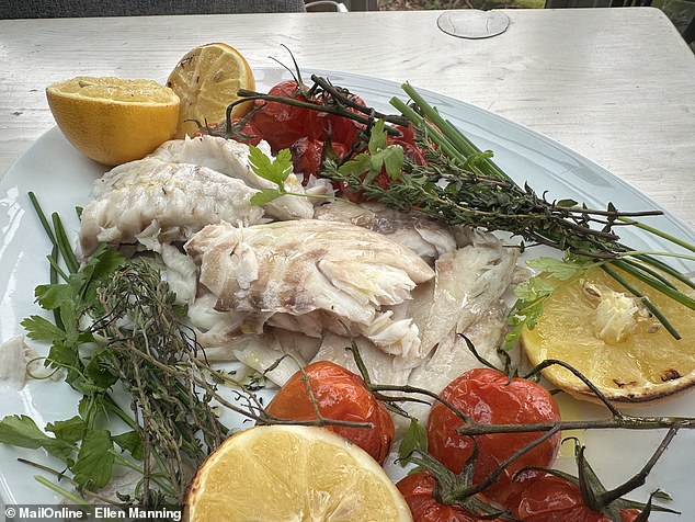 After 25 minutes in the oven the fish should be all done, and after cracking open the salt crust Ellen found the inside the fish had cooked perfectly