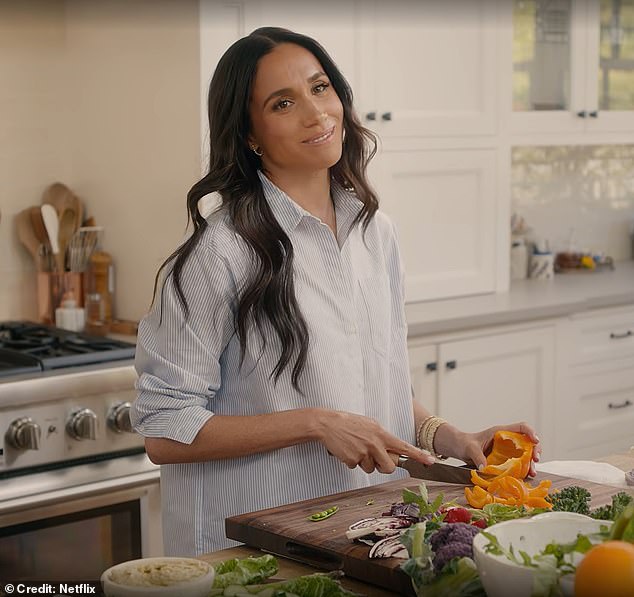 Meghan Markle (pictured in her new show) has revealed how her son Prince Archie tells her 'don't work too hard, Mama' as she opened up about her children in an intimate interview with People magazine