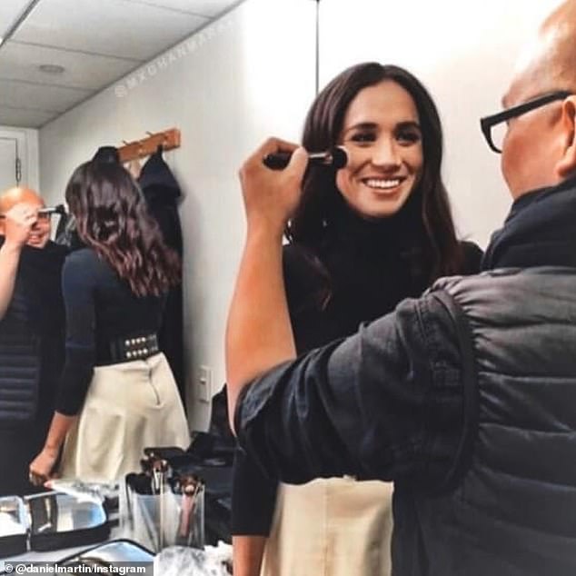 Meghan Markle's make-up artist Daniel Martin has celebrated seeing his 'bestie' on a giant billboard in New York City 's Times Square