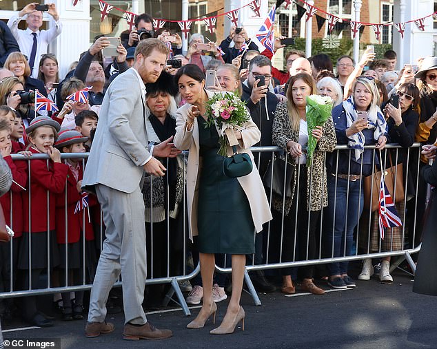 Prince Harry and Meghan Markle greet crowds in Chichester during an official visit to Sussex in 2018 - said to be the only time they've visited