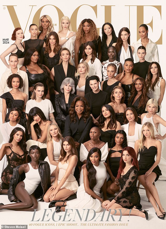Victoria Beckham, Kate Moss and Gigi Hadid were among 40 British Vogue stars that came together to shoot the cover for Edward Enninful's final edition
