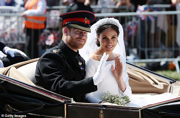 Harry and Meghan on their wedding day in 2018, that same year the couple were included in Time's 100 most influential people