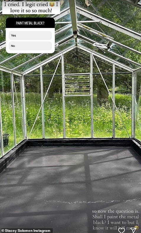 Meanwhile, Nick Wood, a gardening expert at GardeningExpress.co.uk, revealed that while many are 'envious of Stacey Solomon's greenhouse, there are a couple things that we picked up on'. Nick explained: 'The black flooring (pictured) may look sleek but it can actually end up absorbing more heat'