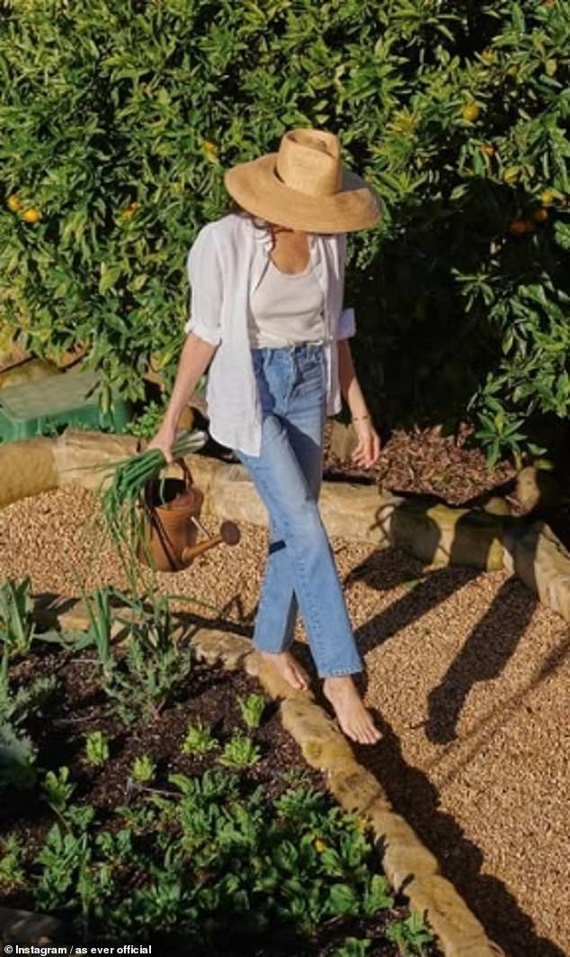 In March, Meghan shared an image of herself walking barefoot in her picturesque Montecito garden - with the caption saying: 'Daily rituals'