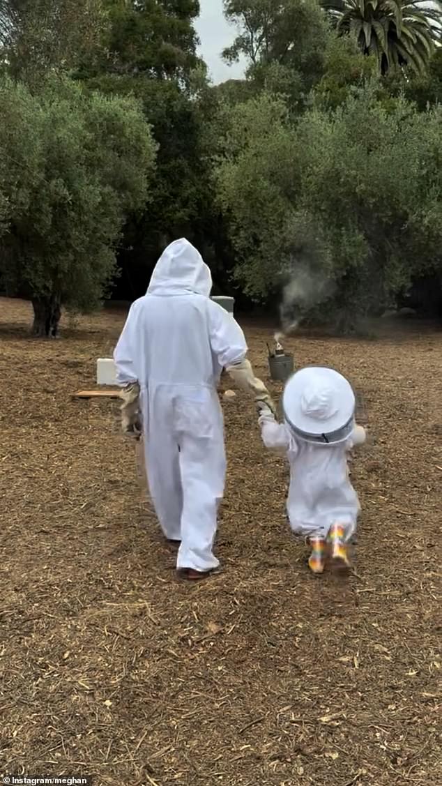 Meghan recently shared a video of herself and her daughter Lilibet harvesting honey in matching beekeeping suits