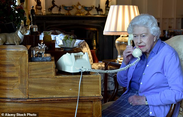 Prince Harry said that he phoned his grandmother, pictured speaking to Boris Johnson from Windsor Castle in March 2020, prior to announcing the birth of his daughter Lilibet