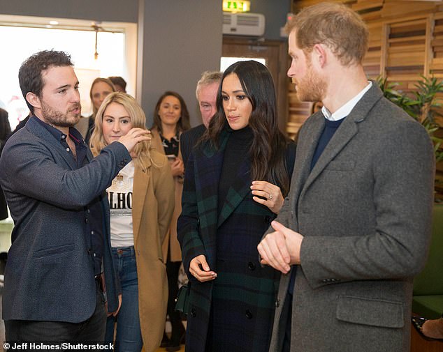 Prince Harry and Meghan visiting a homeless centre in Edinburgh. It was during this engagement that Meghan had a frosty exchange with a former friend