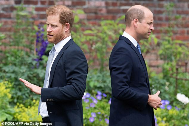 Princes Harry and William in 2021. Through therapy Harry was finally able to begin to unpick the years of trauma caused by Princess Diana's death