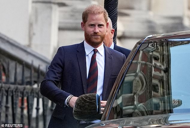 Harry is pictured in April after attending the High Court for his appeal against the rejection of his legal challenge