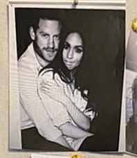 Most of the photos on the board were of Meghan and Harry, with little handwritten notes of dates, places and quotes interspersed throughout