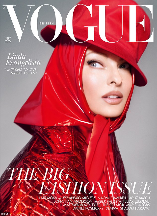Supermodel Linda Evangelista on the September 2022 cover of British Vogue