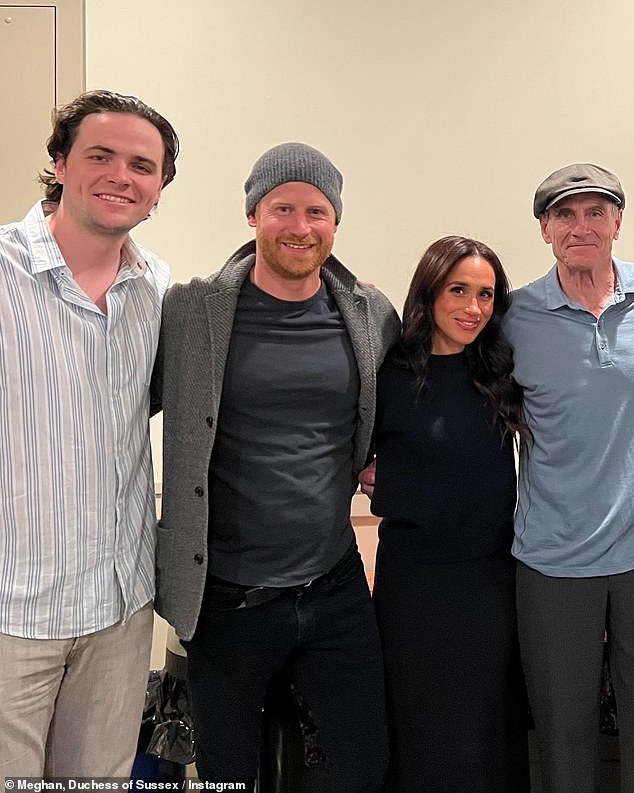Meghan Markle, 43, and Prince Harry, 40, recently attended a James Taylor (R) concert in Santa Barbara on Wednesday