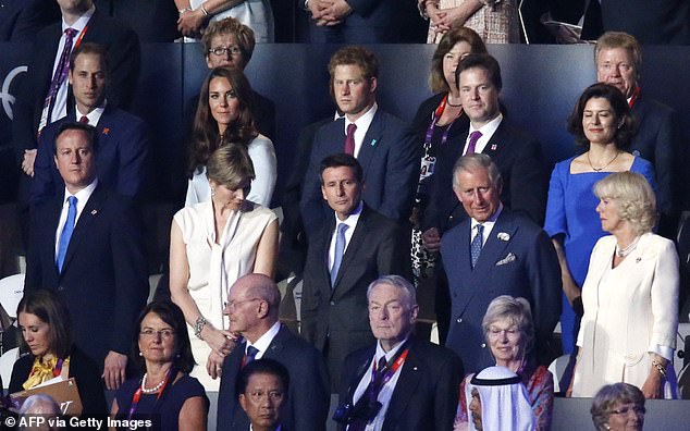 Sebastian Coe at the opening ceremony with his wife. A host of familiar faces can be seen alongside the couple, including former Deputy Prime Minister Nick Clegg standing beside the Duke of Sussex