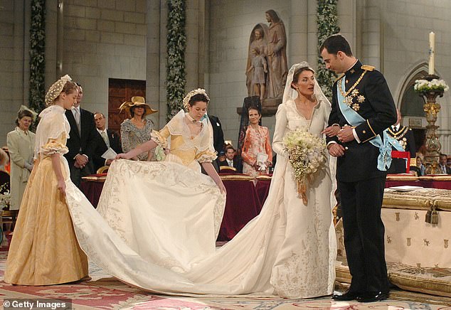 Then heir to the throne, Felipe married news anchor Letizia Ortiz Rocasolano in a glittering ceremony at Madrid's Almudena Cathedral on May 22, 2004