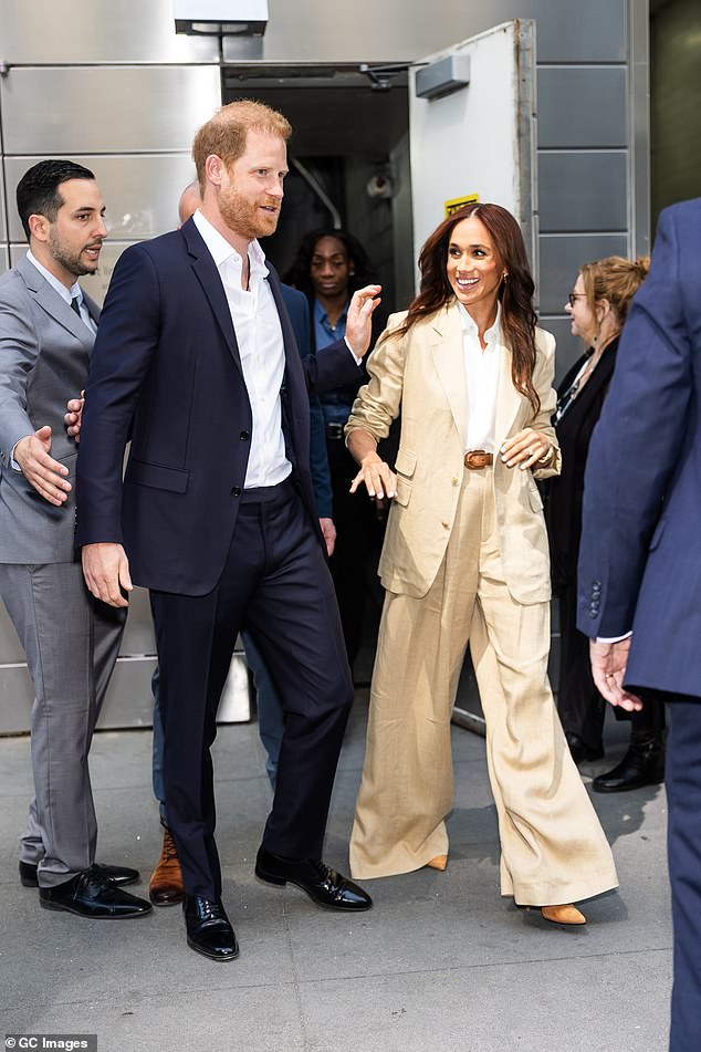 Harry previously spoke of his fears for the security of his family. Pictured: Meghan and Harry in New York last month