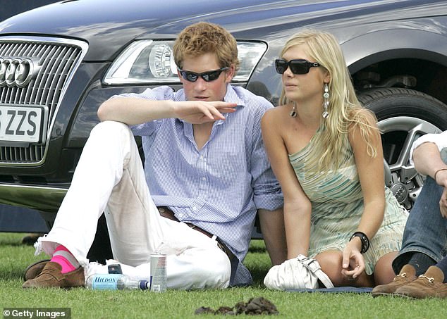 Prince Harry and his then girlfriend Chelsy Davy are pictured attending the Cartier International Polo match at the Guards Polo Club in July 2006