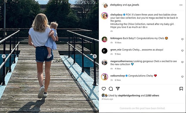 Entrepreneur Chelsea shared the news about the arrival of Chloe in an Instagram post last September - also revealing that she had named a new jewellery collection after her daughter