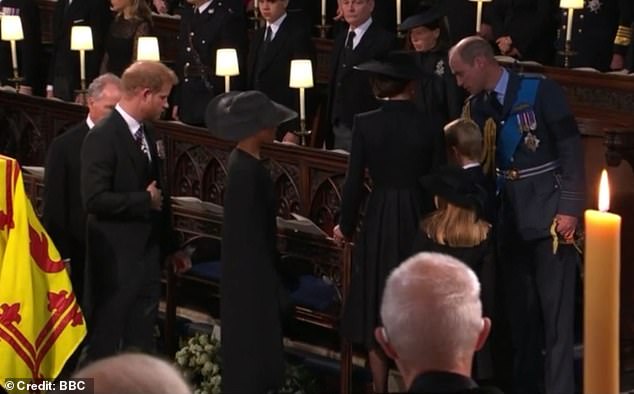 An expert lip reader revealed what Harry said to William as the brothers were taking their seats before the Queen's committal service
