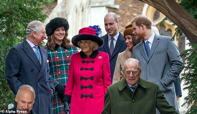 In 2017 Meghan Markle spent her first Christmas with the Royal Family before she and Prince Harry got married. The family are pictured at the Christmas Day service at St Mary Magdalene Church in Sandringham, Norfolk