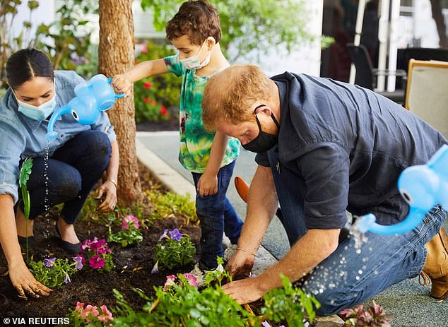 Harry and Meghan visited the Assistance League Los Angeles' Preschool Learning Center in Los Angeles in 2020 (pictured)