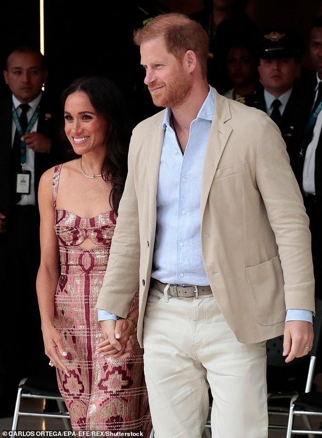 But Amanza, 48, who is also an artist and model, says she is glad that Prince Harry met Meghan, not her (pictured in August)