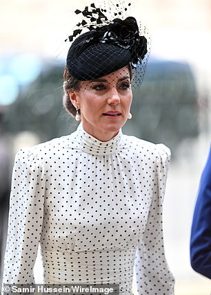 Kate is seen as she arrived at the Thanksgiving Service to mark the 80th anniversary of VE Day