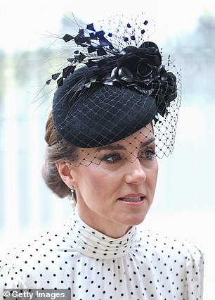 Kate is seen as she arrived at the Thanksgiving Service to mark the 80th anniversary of VE Day