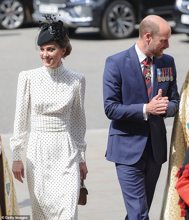 The sun was shining as the Prince and Princess of Wales arrived at Westminster Abbey for the service