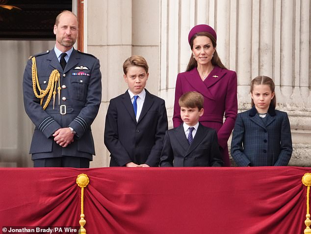 Kate briefly cast her eyes downwards as the Service of Thanksgiving took place at Westminster Abbey on Thursday