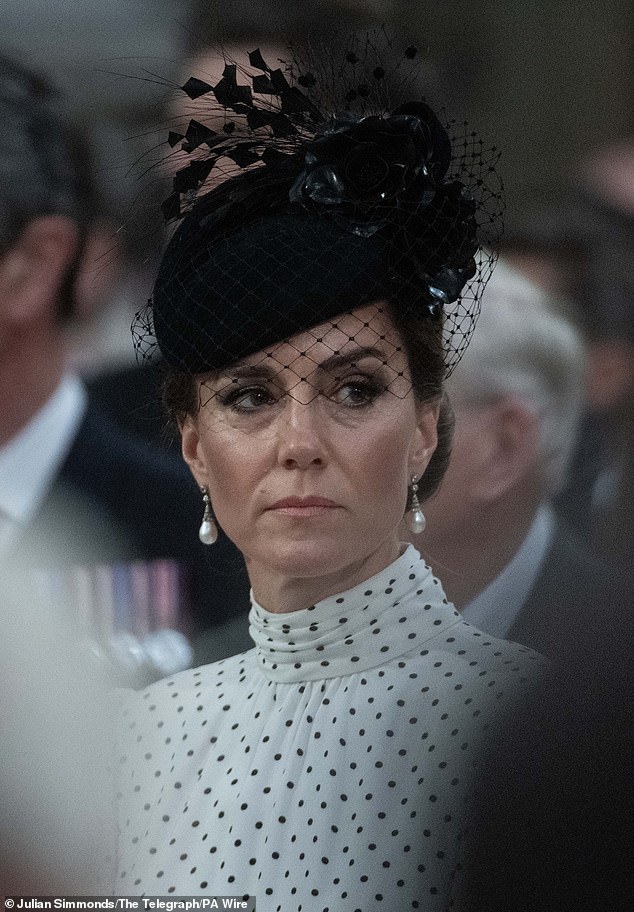 Pictured: The Princess of Wales at the Service of Thanksgiving at Westminster Abbey in London on the 80th anniversary of VE Day