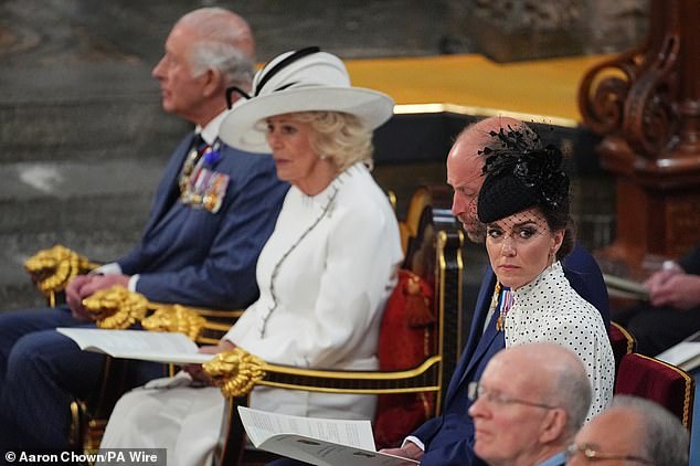 King Charles, Queen Camilla, Prince William, and Princess Kate took their seats inside Westminster Abbey