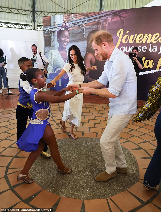 The Sussexes are pictured at the Unidad Recreativa El Vallado on August 18, 2024 in Cali, Colombia