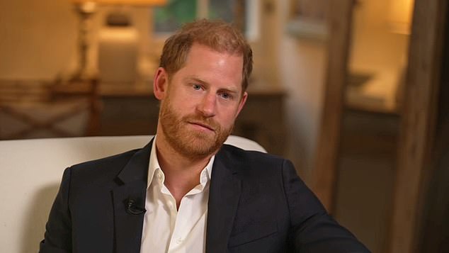Harry believes he has been 'singled out' and 'badly treated' for 'unjustified, inferior treatment' since Megxit five years ago. He is pictured during his BBC interview following the lost court appeal