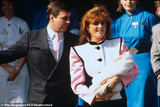While Sarah Ferguson chose the Portland Hospital for both Princess Beatrice and Princess Eugenie's births, in 1988 and 1990 respectively, she eagerly introduced her children to the photographers waiting outside (pictured with Eugenie)