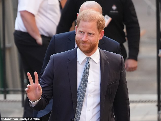 Harry is seen here outside London's High Court last month for his case against the Home Office