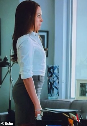 Rachel Zane (played by the Duchess of Sussex) curtsied for her colleague Louis Litt (played by Rick Hoffman) after helping him with a case on the second season of the hit legal drama
