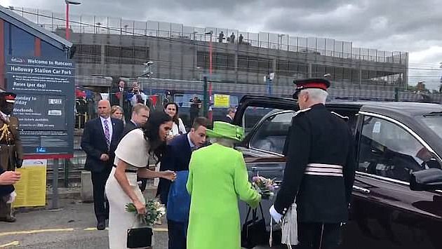 On Meghan's first joint engagement with the Queen there was a row after a video showed the newly created duchess entering a car before the monarch