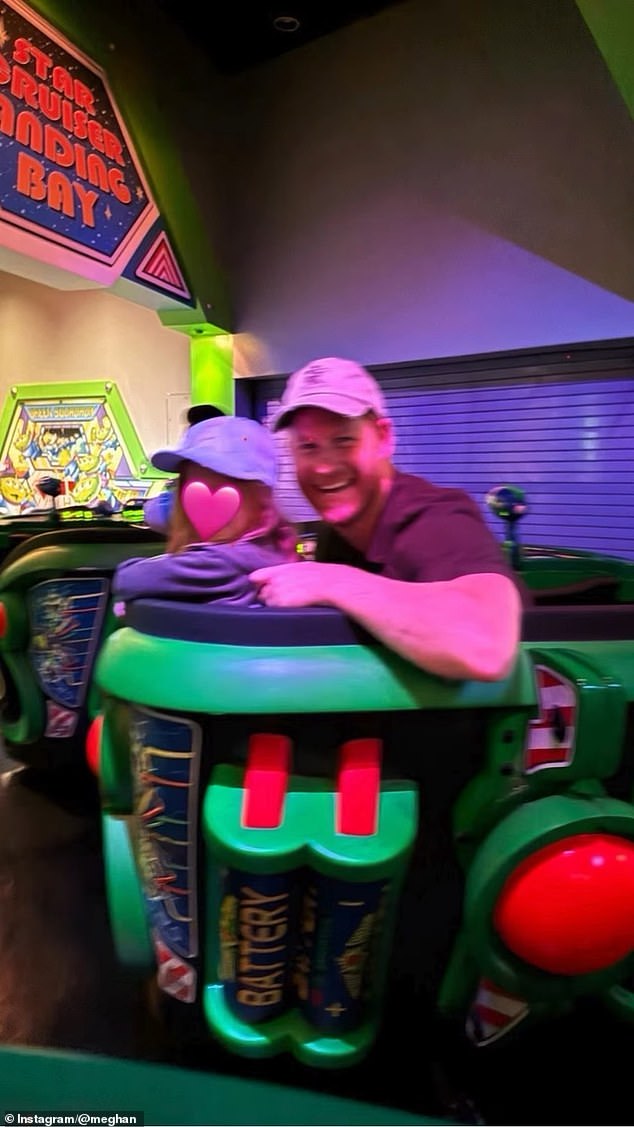 Prince Harry (pictured) appeared to be delighted as he enjoyed a family getaway to Disneyland recently
