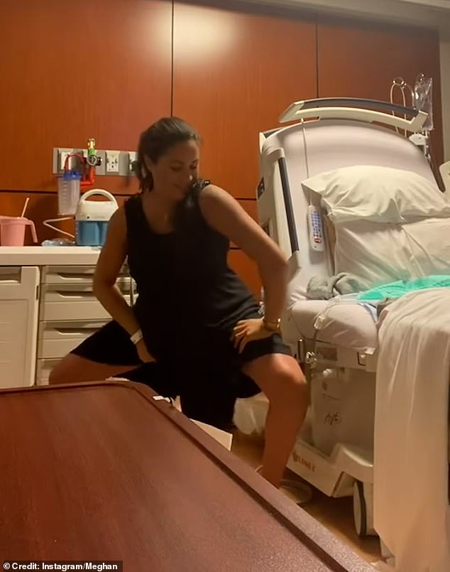 The Duchess of Sussex is seen twerking in the throwback clip in a bid to bring on labour - but it has been weaponised by trolls