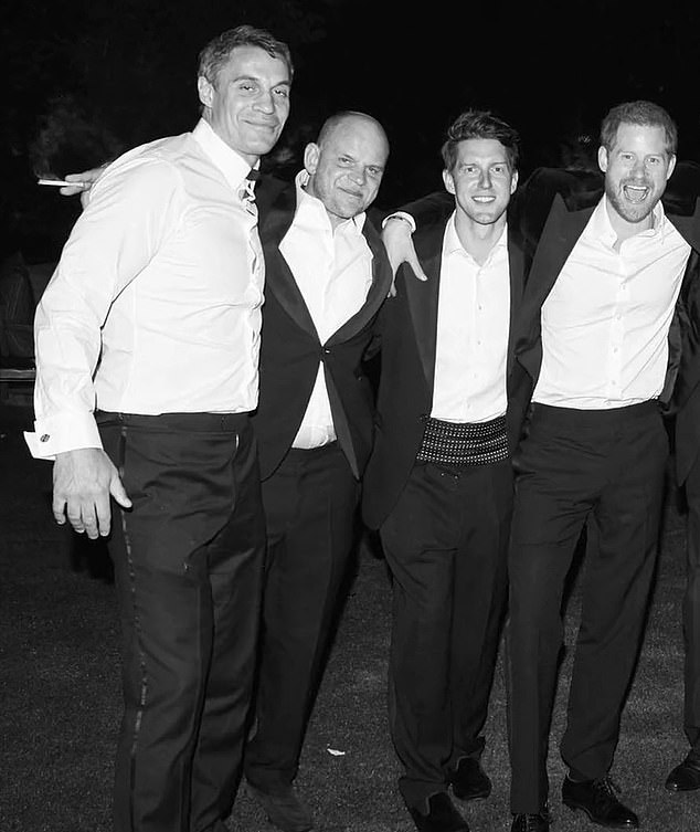 Lord Charles Vivian, second from left, pictured with Prince Harry and other friends