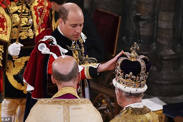 He recites: 'I, William, Prince of Wales, pledge my loyalty to you, and faith and truth I will bear unto you, as your liege man of life and limb. So help me God'