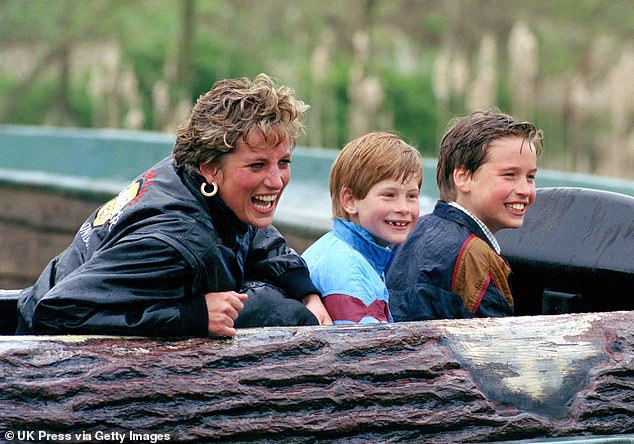 The photo was reminiscent of a now famous photo of Diana, Harry and William riding a log flume at Thorpe Park in 1993